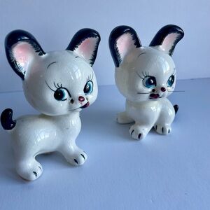 1950s Napco Anthropomorphic Kitty Salt & Pepper Japan Big-Eyes Cat Figurines